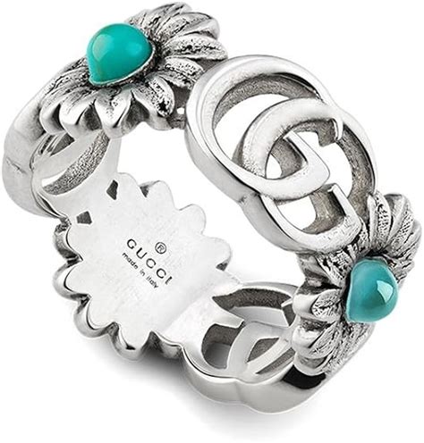 gucci ybc527394001014|Gucci Silver GG Marmont Turquoise Ring YBC527394001015.